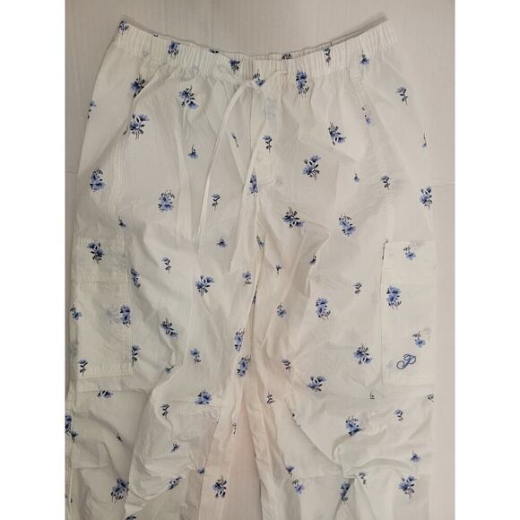Victoria's Secret PINK Pants Women's XS Parachute Cargo White Floral Retro - Picture 3 of 11